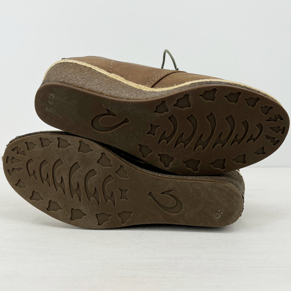 Olukai Wali Brown Suede Leather Wedge Ankle Boots Lace Up Size 8 - Picture 10 of 12